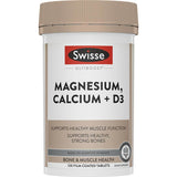 Swisse Ultiboost Magnesium Calcium Vitamin D tablets promoting muscle function, bone health, and overall vitality in a convenient dose.