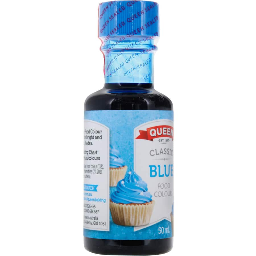 Vivid blue food colouring for creating rich hues in icings and desserts, ideal for both pastel and intense shades.