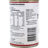 Whole peeled tomatoes in a can, rich in flavor, perfect for pasta sauces, casseroles, and soups with no additives.