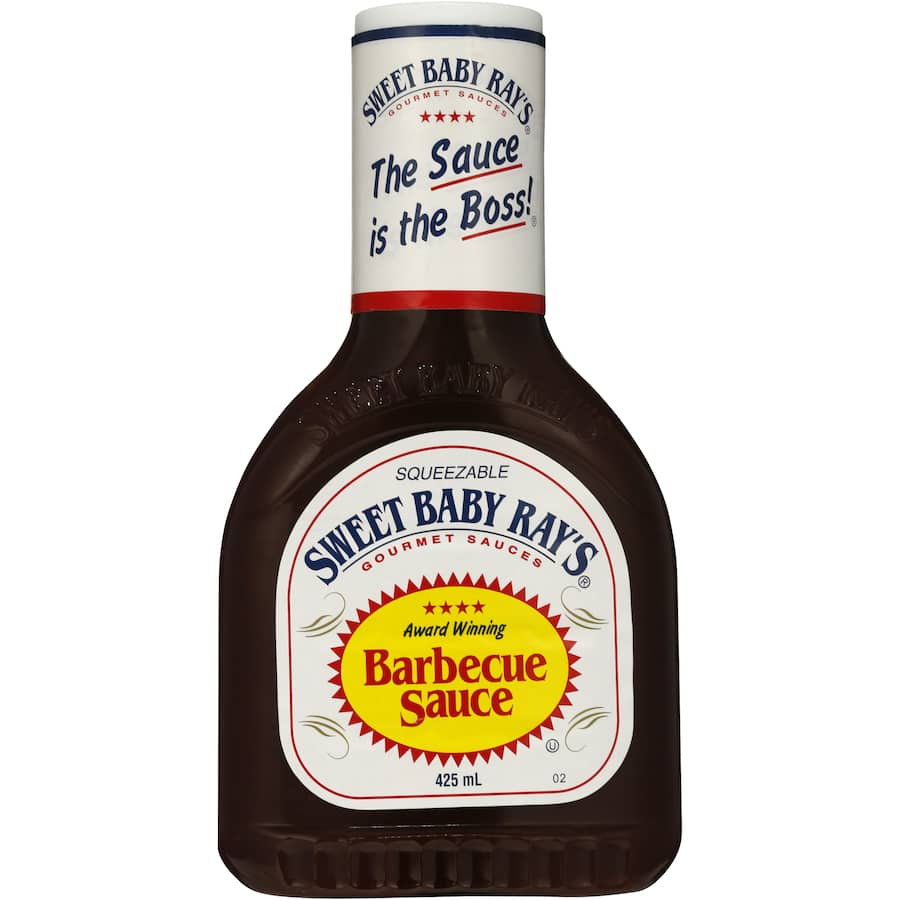 Sweet Baby Ray's BBQ Sauce bottle featuring a rich, tangy blend perfect for grilling and dipping, elevating any dish.