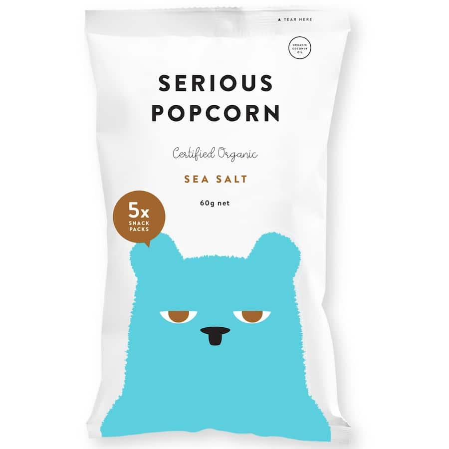 Air-popped, hand-seasoned Serious Popcorn Seasalt offers a guilt-free, healthy snack made from organic corn with a savory sea salt flavor.