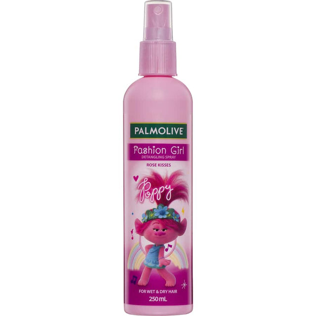 Palmolive Fashion Girl Hair Spray Detangling Rose Kisses for easy hair management, enriched with rose essence for divine fragrance.