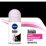 Nivea Black & White Invisible Roll On Deodorant Anti-perspirant Clear 50mL