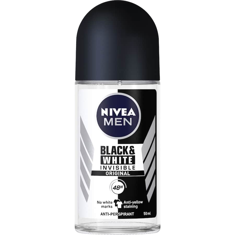Nivea Men Black & White Roll On Deodorant Invisible Antiperspirant Original 50mL