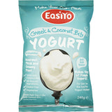 Easiyo Yoghurt Base Greek N Coconut Bits for creamy yogurt with crunchy coconut, rich in probiotics and flavor.