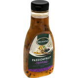 Delmaine Topping Passionfruit: a thick syrup of real passionfruit pulp, perfect for desserts, ice cream, and baking.