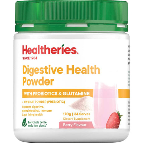 Delicious berry-flavored digestive health powder for restoring gut bacteria and supporting immune function.