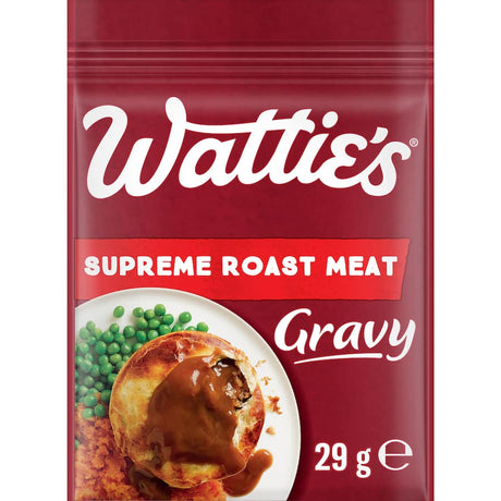 Wattie's Instant Gravy Mix Supreme Roast Meat, offering rich flavor and velvety texture for delicious meals in minutes.