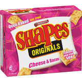 Crispy Arnotts Shapes Crackers featuring bold cheese and bacon flavors, perfect for snacking or entertaining.