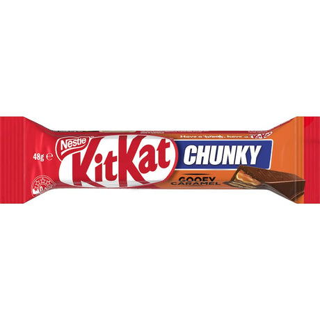 Nestle Kit Kat Chunky Caramel bar with smooth caramel, milk chocolate, and a crispy wafer, perfect for satisfying sweet cravings.