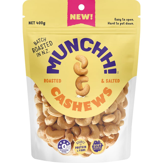 Munchh Cashews Roasted & Salted: crunchy, flavorful snack, gluten-free, perfect for any occasion or on-the-go munching.