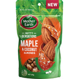 Delightful Mother Earth Almonds with maple syrup and coconut, offering a crunchy, wholesome snack experience.