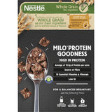 Nutritious Nestle Milo Cereal High Protein with 10.8g of protein, whole grains, and iconic chocolate malt flavor in a 535g pack.