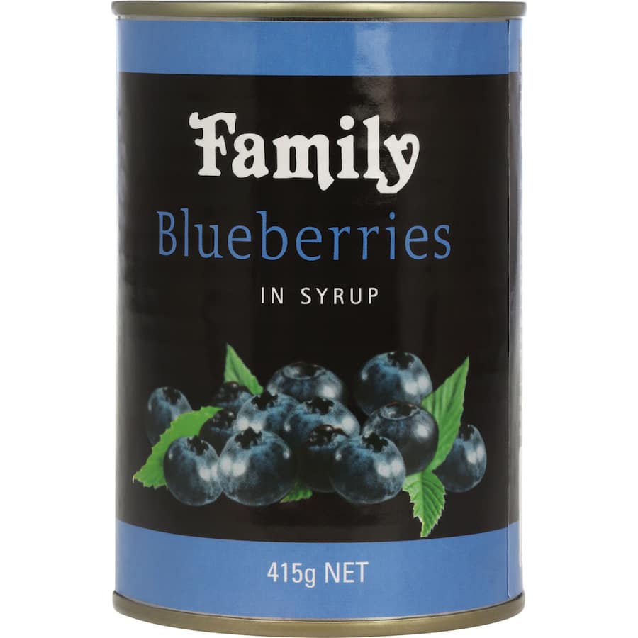 Succulent handpicked blueberries in rich syrup, ideal for topping desserts and enhancing morning yogurt.