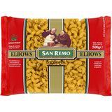 San Remo Pasta Elbow Italian No. 35, versatile hollow pasta made from 100% Australian durum wheat, vegan-friendly and quick-cooking.