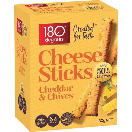 Delicious gluten-free cheddar and chive cheese sticks, perfect for snacking or pairing with dips on-the-go.