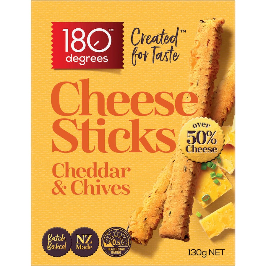 Crunchy cheese sticks with cheddar & chives, perfect for snacking or entertaining, gluten-free and high in protein.