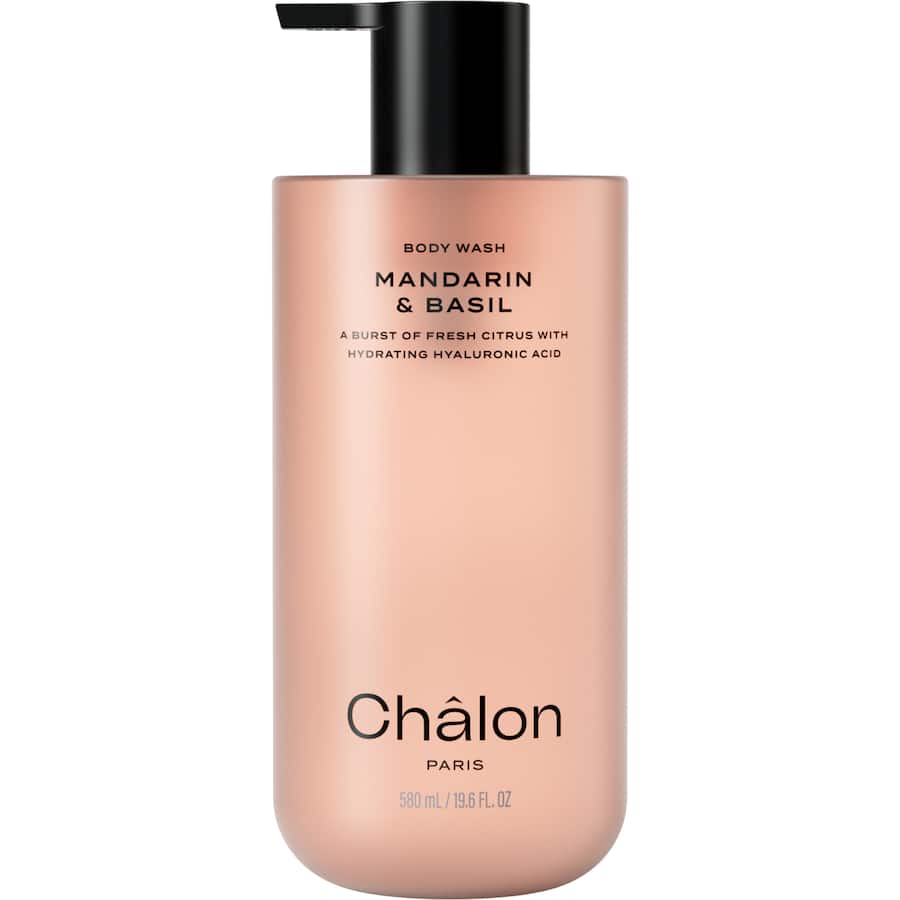 Luxurious Chalon Body Wash with Mandarin & Basil for hydration and invigorating scent, free from parabens and phthalates.