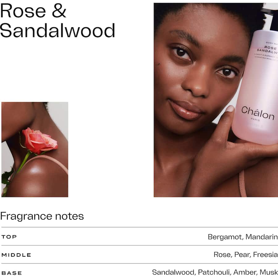 Chalon Body Wash Mandarin & Basil: hydrating formula with uplifting citrus and herbal scent, suitable for all skin types.