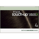 "Clairol Natural Instincts Dark Brown Root Touch-Up in eco-friendly packaging, offering ammonia-free, permanent grey coverage."