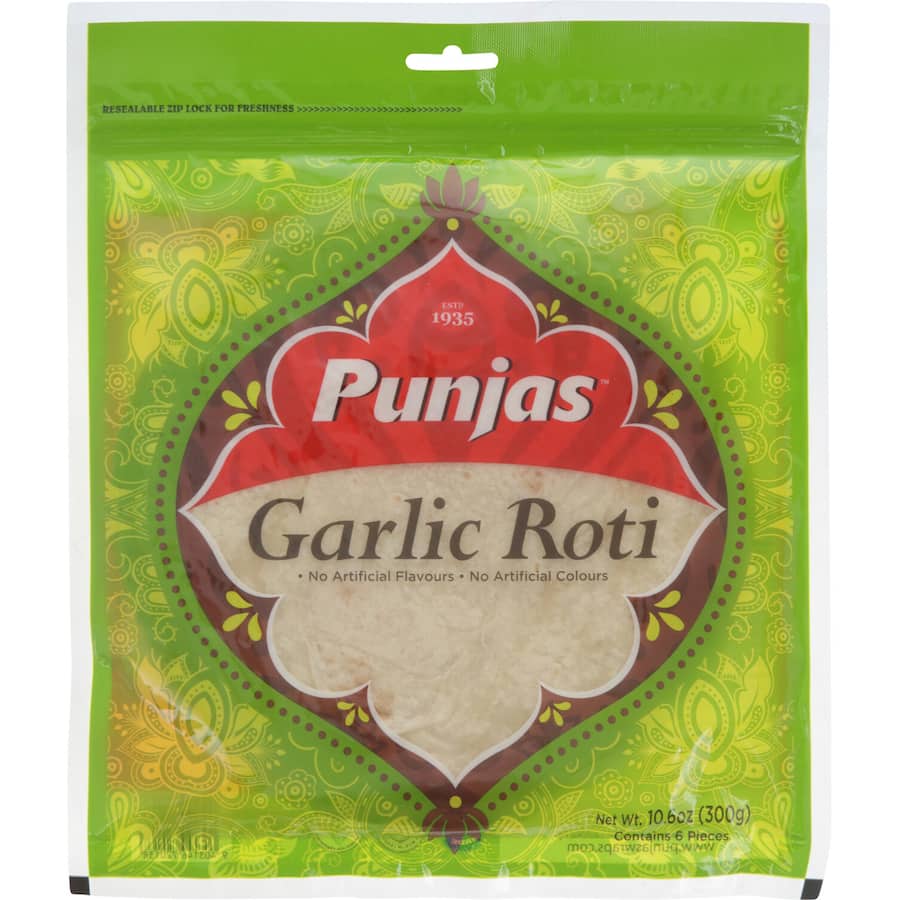 Punjas Roti Garlic Resealable bag 300g
