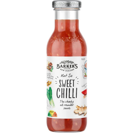 Barkers Not So Sweet Chilli Sauce - a gourmet blend of spicy and sweet, perfect for marinades, dips, and enhancing dishes.