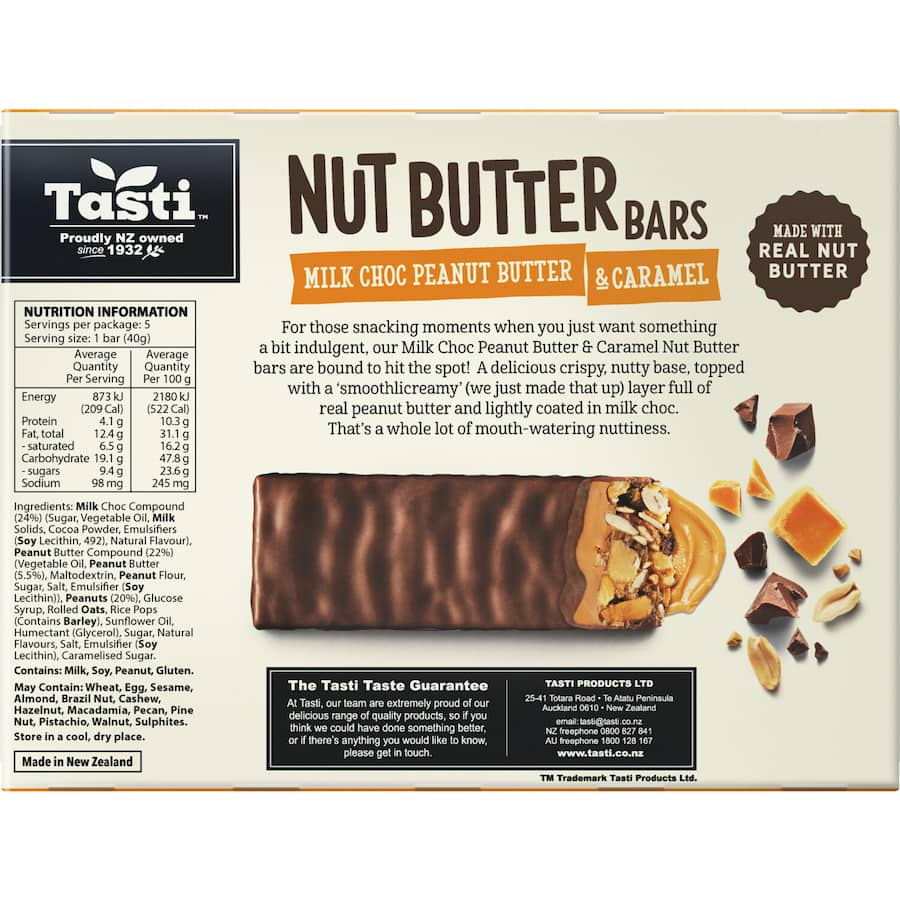 Tasti Choc Nut Bars with Peanut Butter & Salted Caramel offer a delicious energy-packed snack that's gluten-free and nutritious.