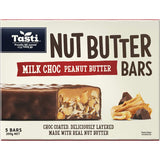 Tasti Chocolate Nut Bar Peanut Butter: a rich, crunchy snack with peanut butter, nuts, and protein for on-the-go energy.