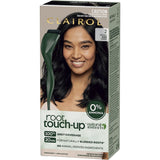 Clairol Natural Instincts Root Touch-Up in Black for 100% grey coverage, ammonia-free formula in a recycled plastic bowl.