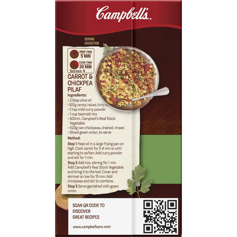 Campbells Real Stock Vegetable Stock Liquid Carton 500mL