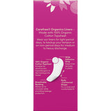 Carefree Organics Panty Liners in eco-friendly 100% organic cotton, offering breathable and hypoallergenic comfort for women's protection.