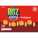 Ritz Mini Crackers Munching BBQ - flaky, bite-sized snacks infused with savory BBQ flavor, perfect for sharing and snacking.