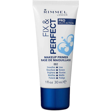 Rimmel Primer Fix & Perfect: A multi-protective primer that smooths skin and enhances makeup longevity for a radiant complexion.