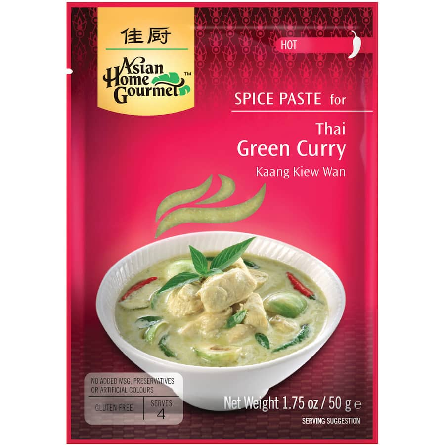 Aromatic Thai green curry mix with basil, lemongrass, and coconut milk; serves 4 with customizable protein and veggies.