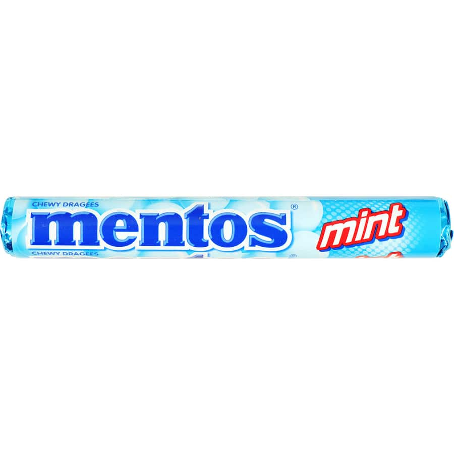 Mentos Mints Original Roll showcases chewy mints in a convenient package for refreshing breath anytime, anywhere.