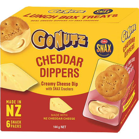 Gonutz Cheese Dippers Savoury: crunchy sticks paired with rich, creamy cheese for a delightful, gluten-free snacking experience.