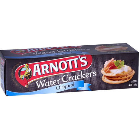 Plain slim Arnotts Crackers Water Original, perfect for toppings, dips, or enjoying solo at any gathering.