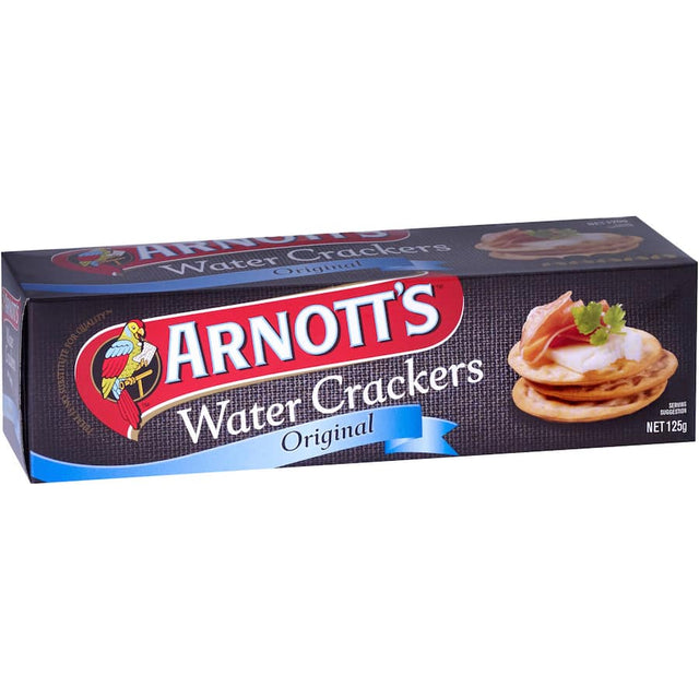 Plain slim Arnotts Crackers Water Original, perfect for toppings, dips, or enjoying solo at any gathering.