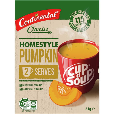 Rich and comforting Continental Soup Homestyle Pumpkin made with sustainably grown pumpkins, free from artificial ingredients.