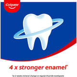 Colgate Cavity Protection Toothpaste pump with regular flavor, provides 4x enamel strength and cavity defense for all ages.