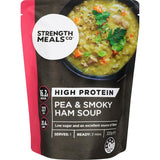 Delicious, high-protein Smoky Pea & Ham soup from Strength Meals Co, perfect for a nutritious and comforting meal.