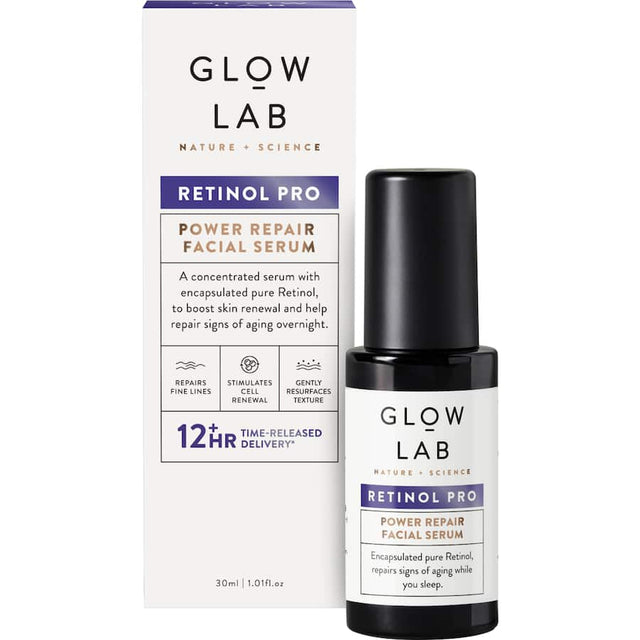 Glow Lab Facial Serum Retinol Pro - a vegan anti-aging serum that penetrates deeply to reduce fine lines and enhance skin texture.