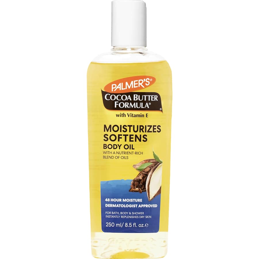 Palmer's Moisturising Body Oil featuring cocoa butter and vitamin E for intense hydration and radiant, healthy skin.