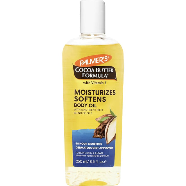 Palmer's Moisturising Body Oil featuring cocoa butter and vitamin E for intense hydration and radiant, healthy skin.