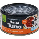 Woolworths Tuna Flaked in Sweet Chilli, premium tuna with zingy sauce, perfect for salads, sandwiches, and healthy meals.