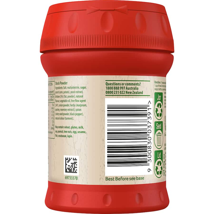 Container of Continental Chicken Stock Powder with a sprinkle lid, perfect for adding rich flavor to soups, sauces, and marinades.