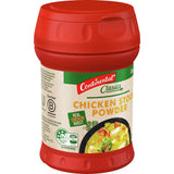 Continental Chicken Stock Powder in a container with a sprinkle lid for effortless flavor enhancement in various dishes.