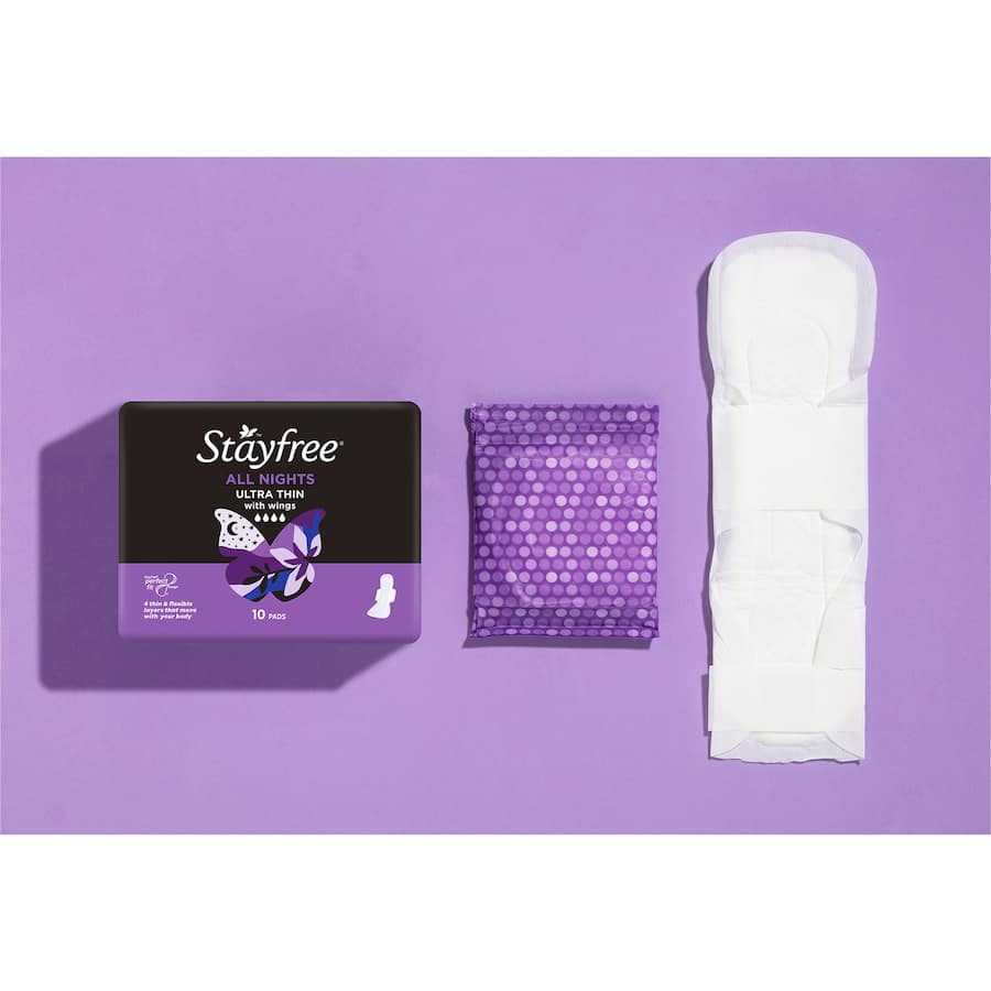 Stayfree Ultra Thin Pads All Nights Wings