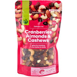 Woolworths Nut & Fruit Mix featuring cashews, cranberries, and almonds, perfect for a nutritious on-the-go snack.