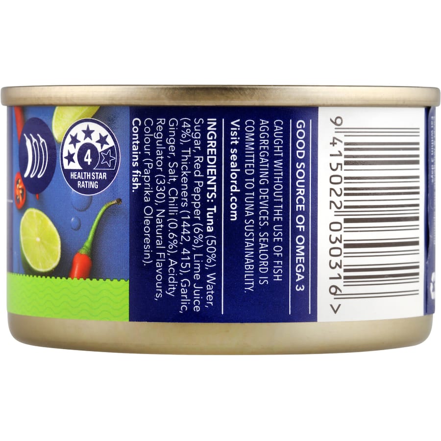 Sealord Sensations Tuna Chilli & Lime with vibrant flavors of lime, chilli, garlic, and ginger, perfect for salads and sandwiches.